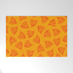 Orange Toned Wispy Leaves Contemporary Abstract Pattern Welcome Mat Gallery Image 1