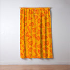 Orange Toned Wispy Leaves Contemporary Abstract Pattern Window Curtain Gallery Image 3