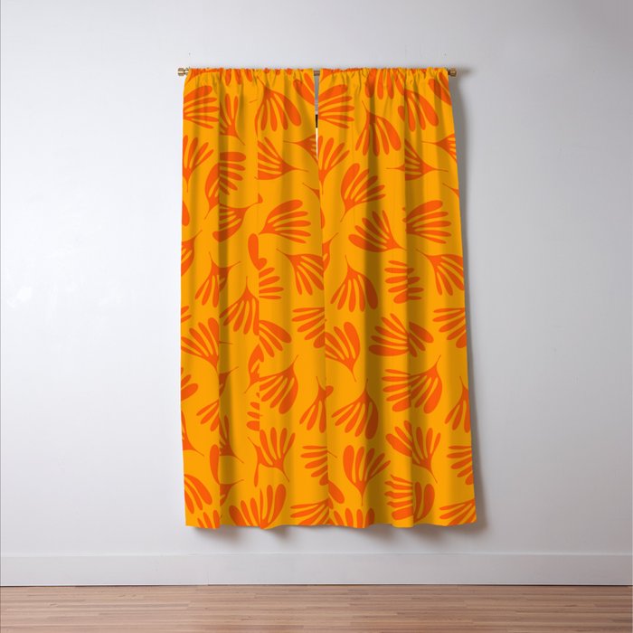Orange Toned Wispy Leaves Contemporary Abstract Pattern Window Curtain Gallery Image 3