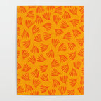 Orange Toned Wispy Leaves Contemporary Abstract Pattern Poster Gallery Image 4