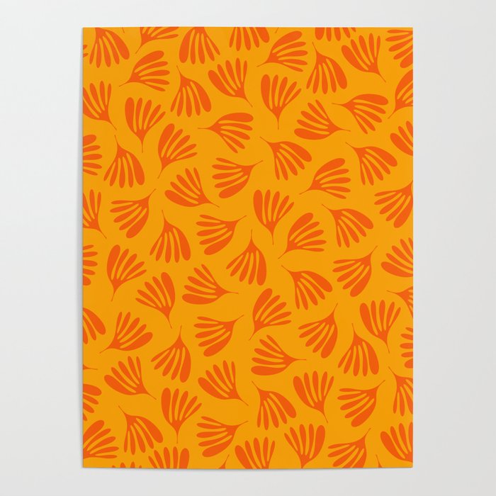 Orange Toned Wispy Leaves Contemporary Abstract Pattern Poster Gallery Image 4