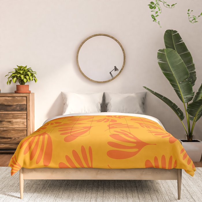 Orange Toned Wispy Leaves Contemporary Abstract Pattern Comforter Gallery Image 3