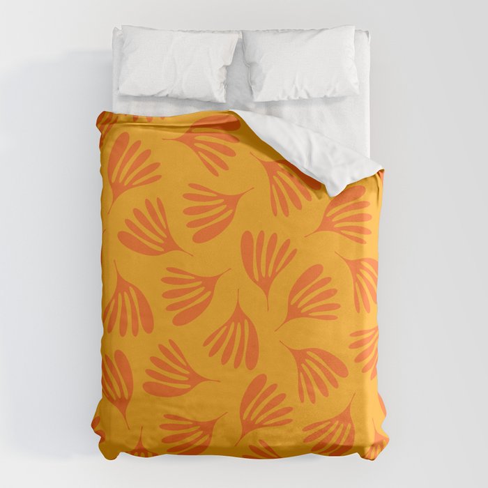 Orange Toned Wispy Leaves Contemporary Abstract Pattern Duvet Cover Gallery Image 1
