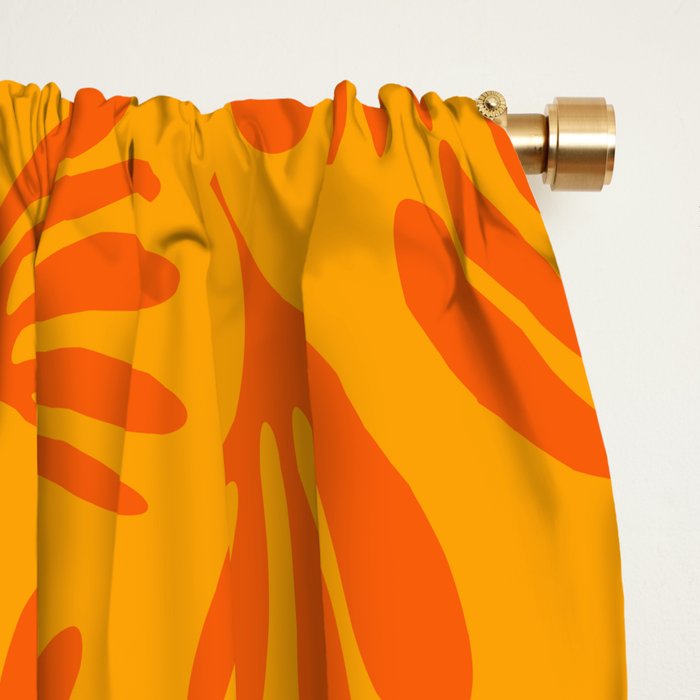 Orange Toned Wispy Leaves Contemporary Abstract Pattern Window Curtain Gallery Image 2