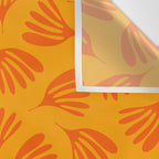 Orange Toned Wispy Leaves Contemporary Abstract Pattern Wall Tapestry Gallery Image 3