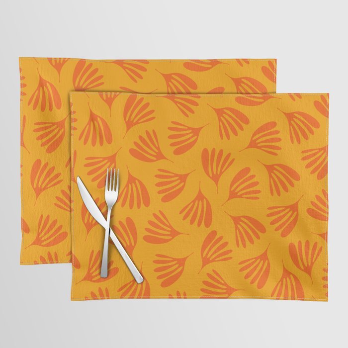 Orange Toned Wispy Leaves Contemporary Abstract Pattern Placemat Gallery Image 1