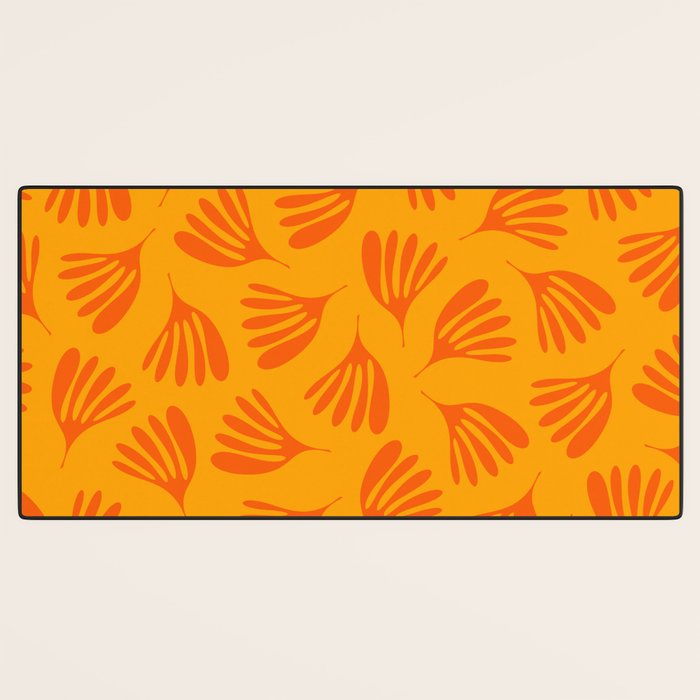 Orange Toned Wispy Leaves Contemporary Abstract Pattern Desk Mat Gallery Image 3