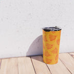 Orange Toned Wispy Leaves Contemporary Abstract Pattern Travel Mug Gallery Image 4