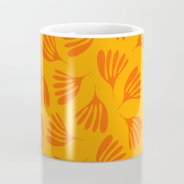 Orange Toned Wispy Leaves Contemporary Abstract Pattern Coffee Mug Gallery Image 4