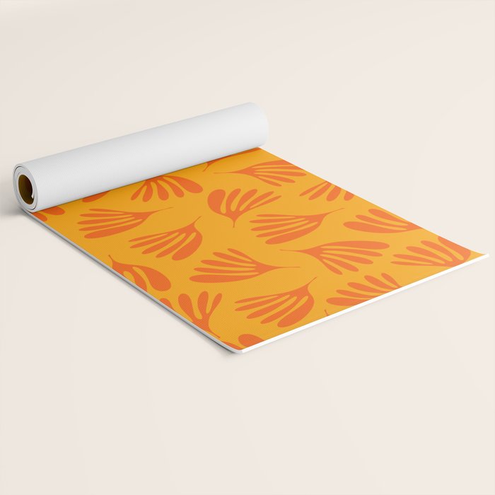 Orange Toned Wispy Leaves Contemporary Abstract Pattern Yoga Mat Gallery Image 2