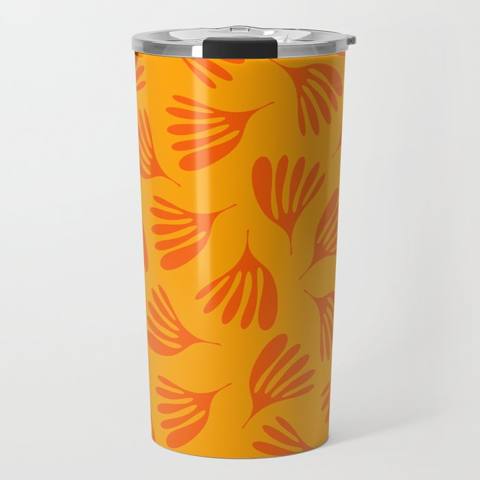 Orange Toned Wispy Leaves Contemporary Abstract Pattern Travel Mug Gallery Image 1