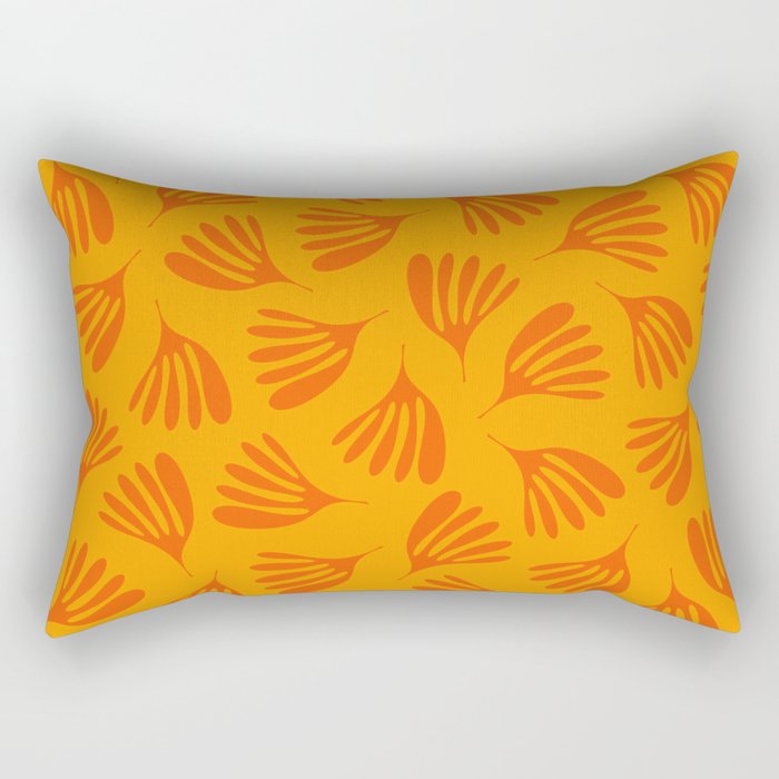 Orange Toned Wispy Leaves Contemporary Abstract Pattern Rectangular Pillow Gallery Image 1