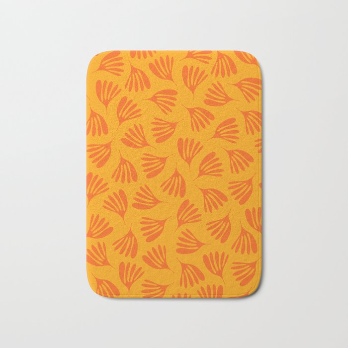 Orange Toned Wispy Leaves Contemporary Abstract Pattern Bath Mat Gallery Image 1