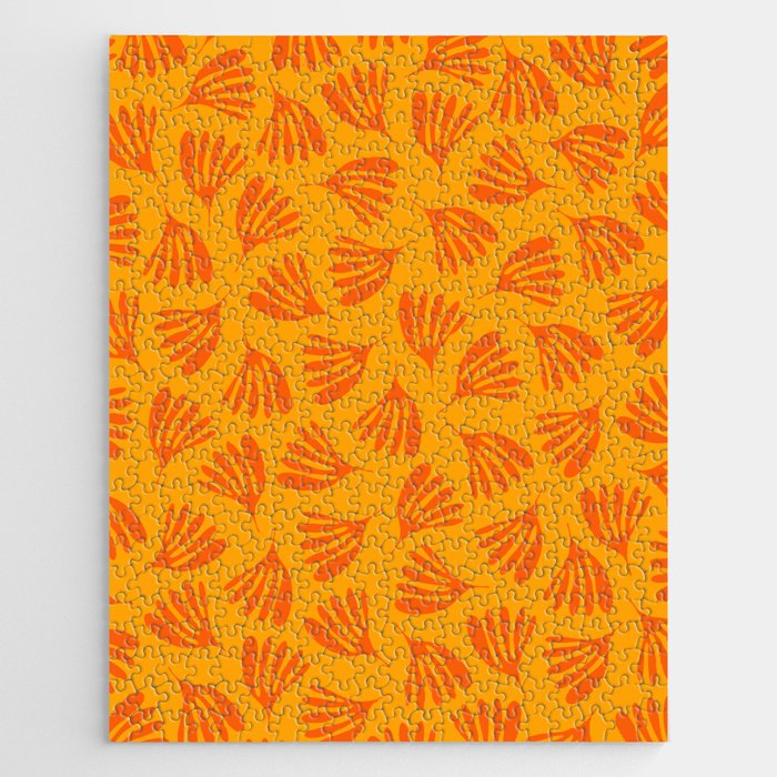 Orange Toned Wispy Leaves Contemporary Abstract Pattern Jigsaw Puzzle Gallery Image 1