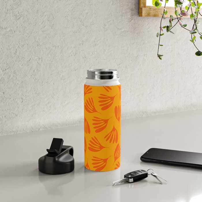 Orange Toned Wispy Leaves Contemporary Abstract Pattern Water Bottle Gallery Image 4