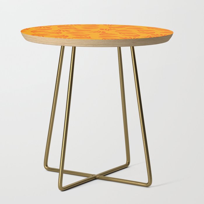 Orange Toned Wispy Leaves Contemporary Abstract Pattern Side Table Gallery Image 1
