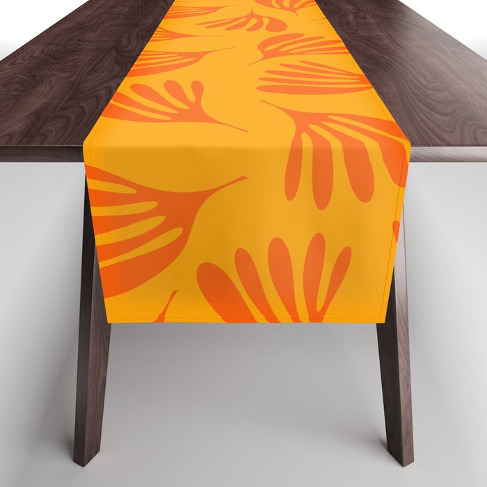 Orange Toned Wispy Leaves Contemporary Abstract Pattern Table Runner Gallery Image 1