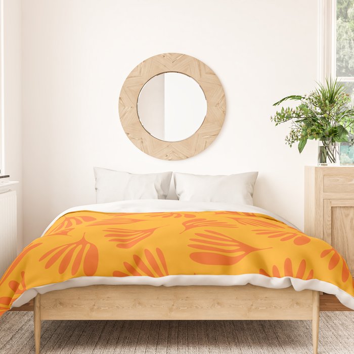 Orange Toned Wispy Leaves Contemporary Abstract Pattern Duvet Cover Gallery Image 3