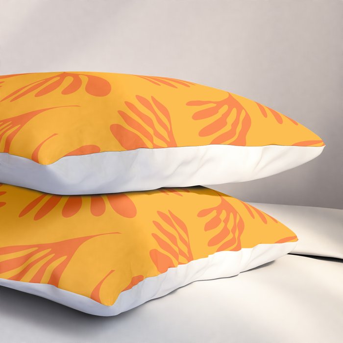 Orange Toned Wispy Leaves Contemporary Abstract Pattern Pillow Sham Gallery Image 3