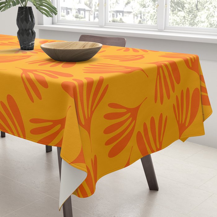 Orange Toned Wispy Leaves Contemporary Abstract Pattern Tablecloth Gallery Image 3