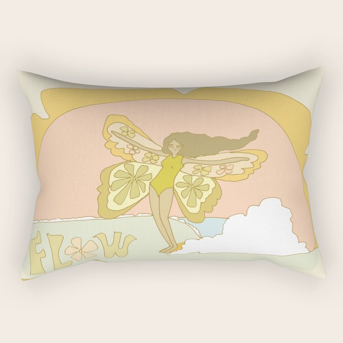 Flower Power Surfy Butterfly // Retro surf art by surfy birdy Rectangular Pillow Gallery Image 2