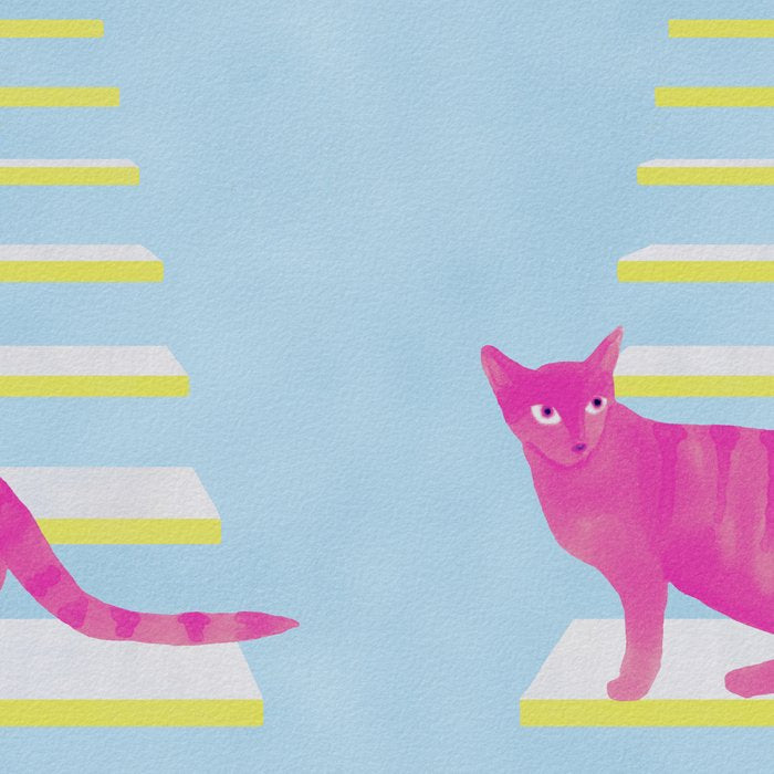 Cat on the Stairs - Pink Coffee Mug Gallery Image 2