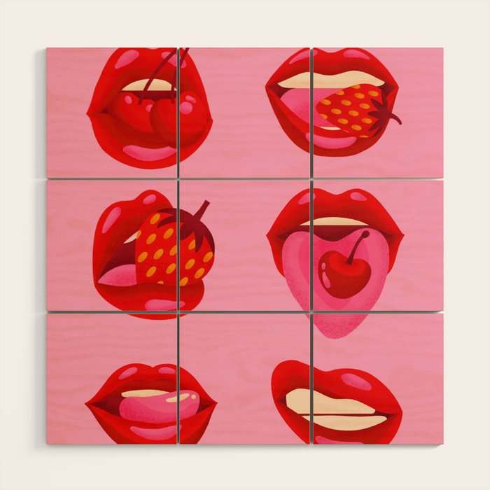 Fruity & Flirty On Light Pink Wood Wall Art