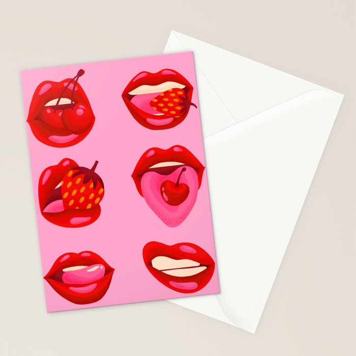 Fruity & Flirty on Light Pink Stationery Card Gallery Image 2