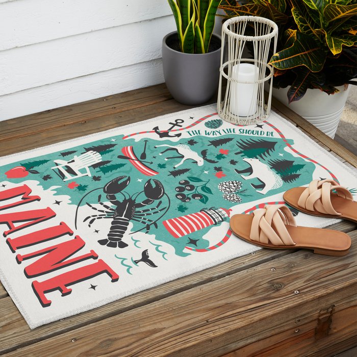 Maine Map Outdoor Rug Gallery Image 2