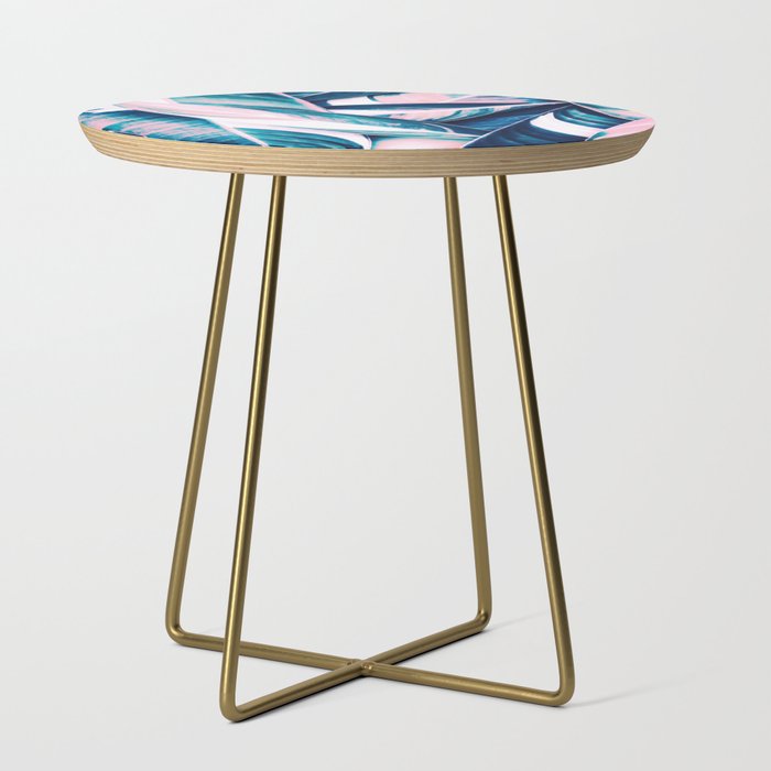 Botanical leaf pink and blue Side Table Gallery Image 1