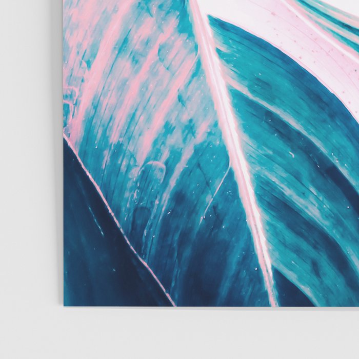 Botanical leaf pink and blue Poster Gallery Image 3