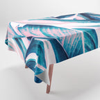Botanical leaf pink and blue Tablecloth Gallery Image 1