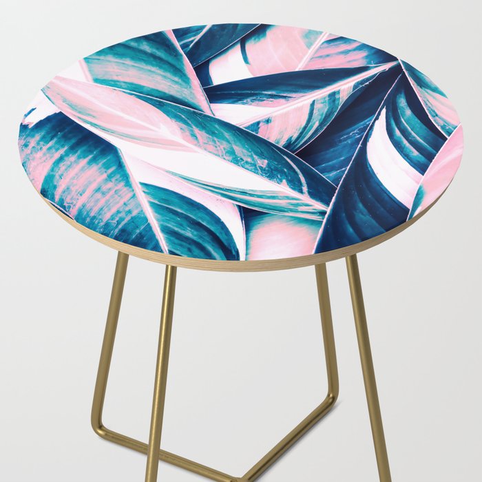 Botanical leaf pink and blue Side Table Gallery Image 2