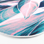 Botanical leaf pink and blue Bath Mat Gallery Image 3