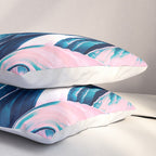 Botanical leaf pink and blue Pillow Sham Gallery Image 3