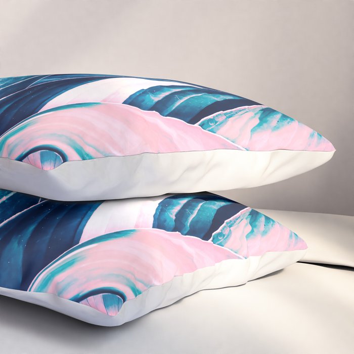 Botanical leaf pink and blue Pillow Sham Gallery Image 3