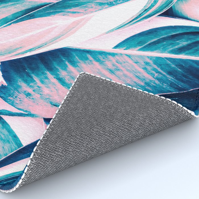 Botanical leaf pink and blue Rug Gallery Image 4