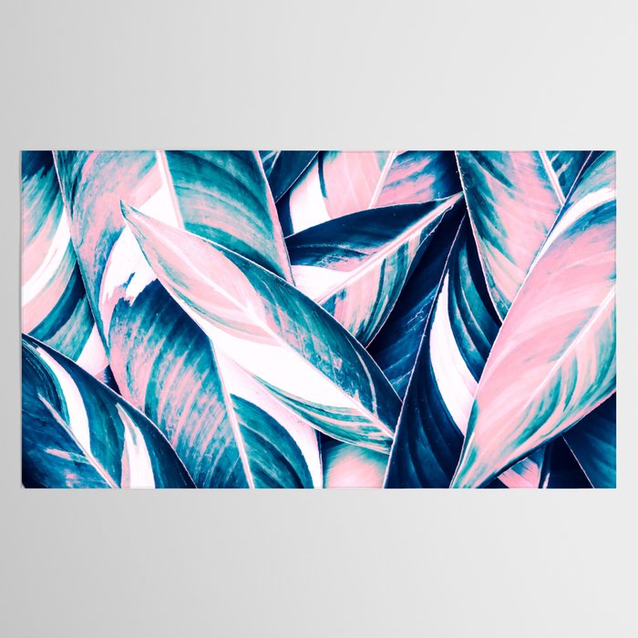 Botanical leaf pink and blue Tablecloth Gallery Image 2