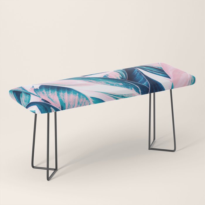 Botanical leaf pink and blue Bench Gallery Image 1