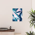 Botanical leaf pink and blue Poster Gallery Image 2