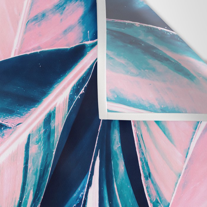 Botanical leaf pink and blue Wall Tapestry Gallery Image 3