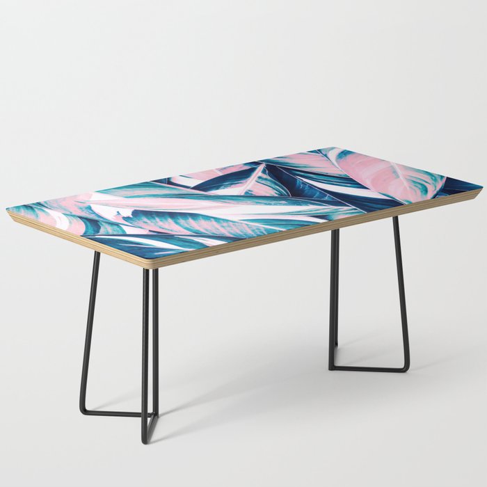 Botanical leaf pink and blue Coffee Table Gallery Image 1