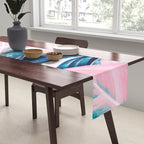 Botanical leaf pink and blue Table Runner Gallery Image 2