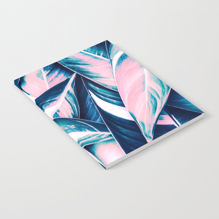 Botanical leaf pink and blue Notebook Gallery Image 2