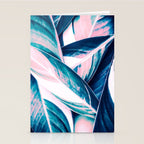 Botanical leaf pink and blue Stationery Card Gallery Image 2