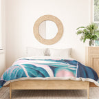 Botanical leaf pink and blue Duvet Cover Gallery Image 3