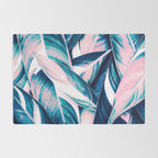 Botanical leaf pink and blue Rug Gallery Image 2