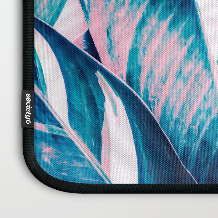 Botanical leaf pink and blue Laptop Sleeve Gallery Image 3