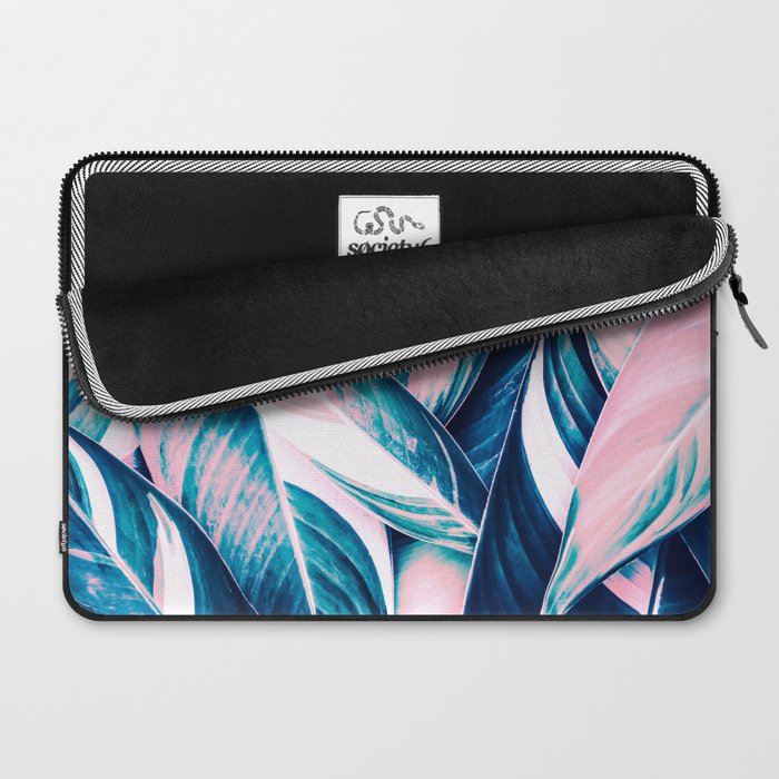 Botanical leaf pink and blue Laptop Sleeve Gallery Image 2