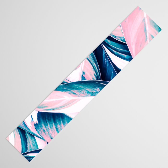 Botanical leaf pink and blue Table Runner Gallery Image 3